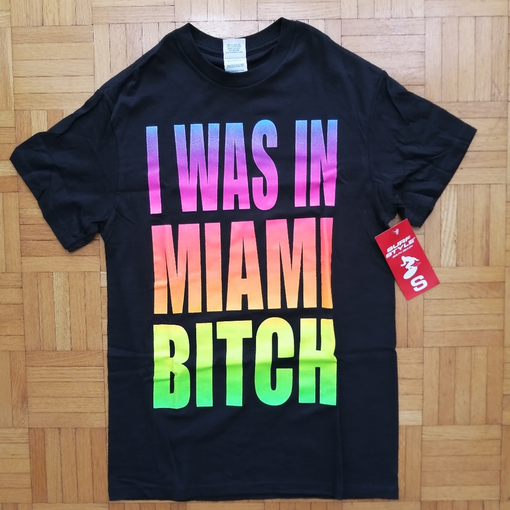 Retro I Was In Miami B Black T-shirt Small NWT